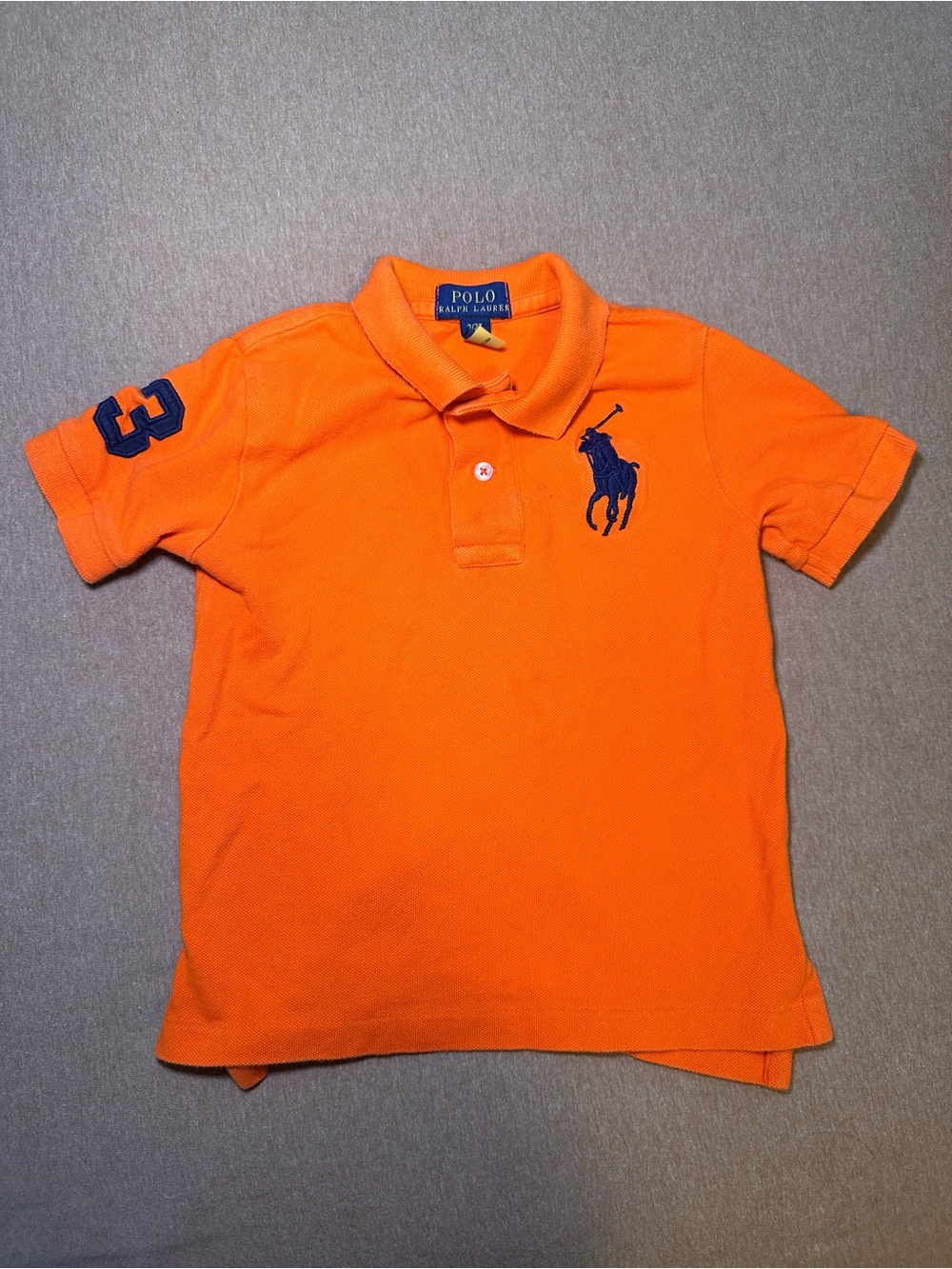 Polo by Ralph Lauren Bright Orange Polo with Navy Embroidery - Kids